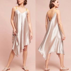 Anthropologie Silver Slip Dress